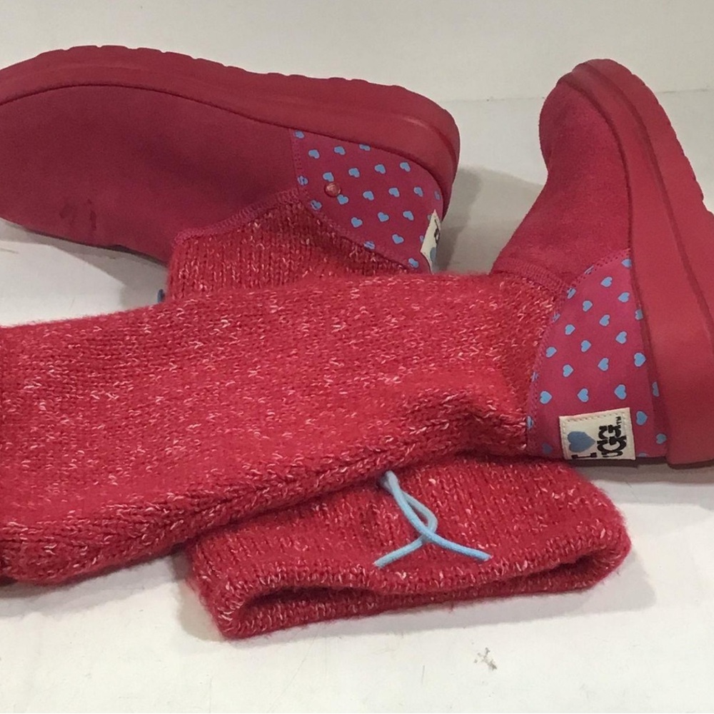 UGG I Heart Ugg Knit Slouchy Red Women's Boots Size 7